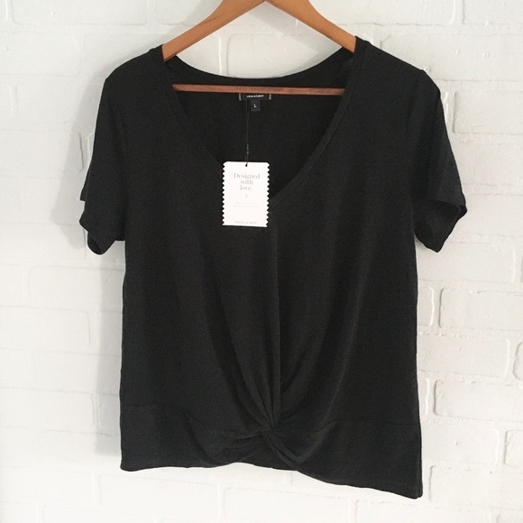 NWT Stella&Dot Women’s The Twist Tee Black Modal Cotton Lightweight Sz L - Picture 2 of 12